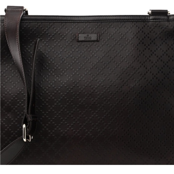 Authentic Gucci Lux Diamante Leather Messenger Bag in Dark Brown 201446 - Picture 1 of 16